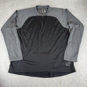 Vintage Fox Cycling Jersey Mens Xl Black Gray‎ Long Sleeve Full Zip Pockets y2k